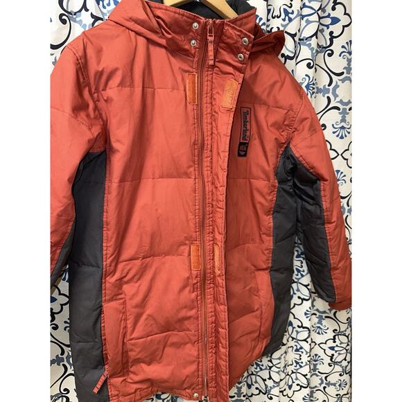Timberland Women's Down Parka Puffer Jacket Red & Black Size XL Full Zip Flaw - Picture 12 of 16